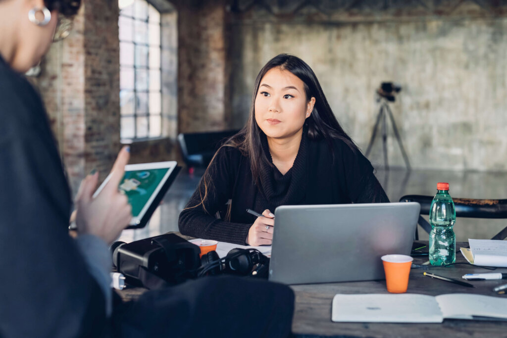 Young woman in an interview