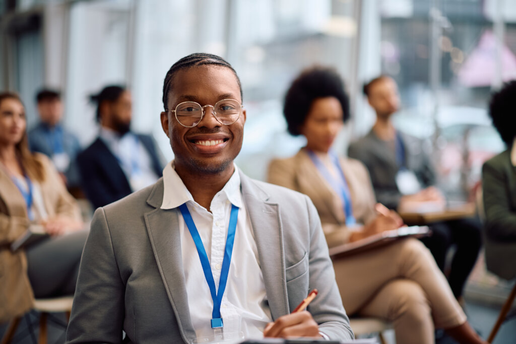 Black man at a conference